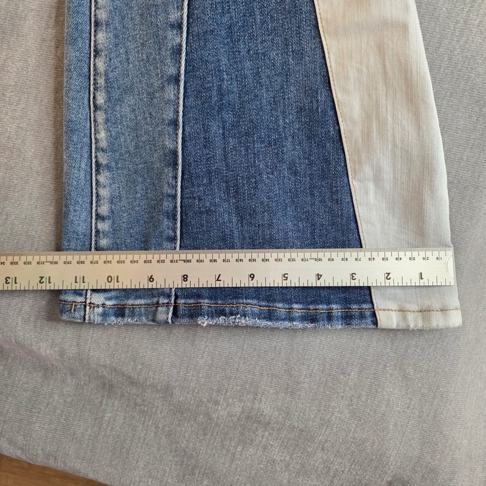 Vervet by Flying Monkey Colorblock Flare Jeans High Rise Panel Denim Sz 28 Boho - Picture 8 of 12